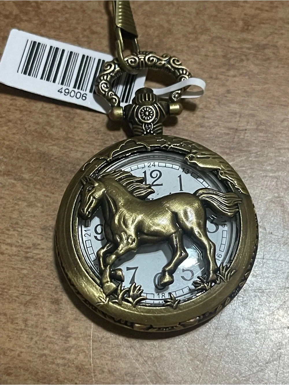 Invicta Brass-Tone Horse Pocket Watch Necklace